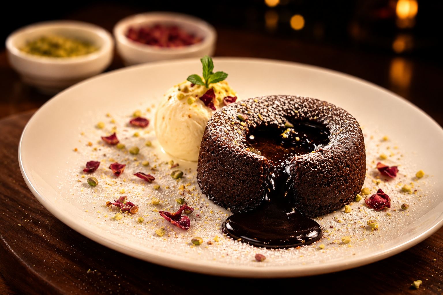 Molten chocolate lava cake