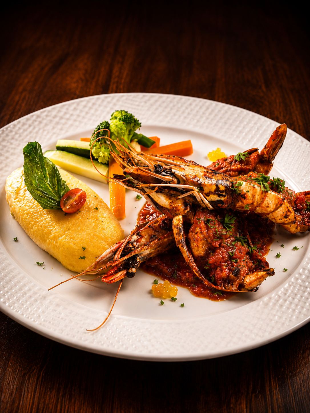 Ember Garlic Prawn seared over open flame