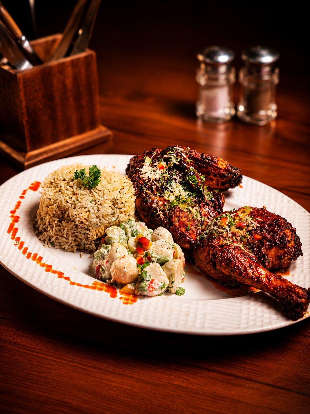 Peri-peri half chicken with rice